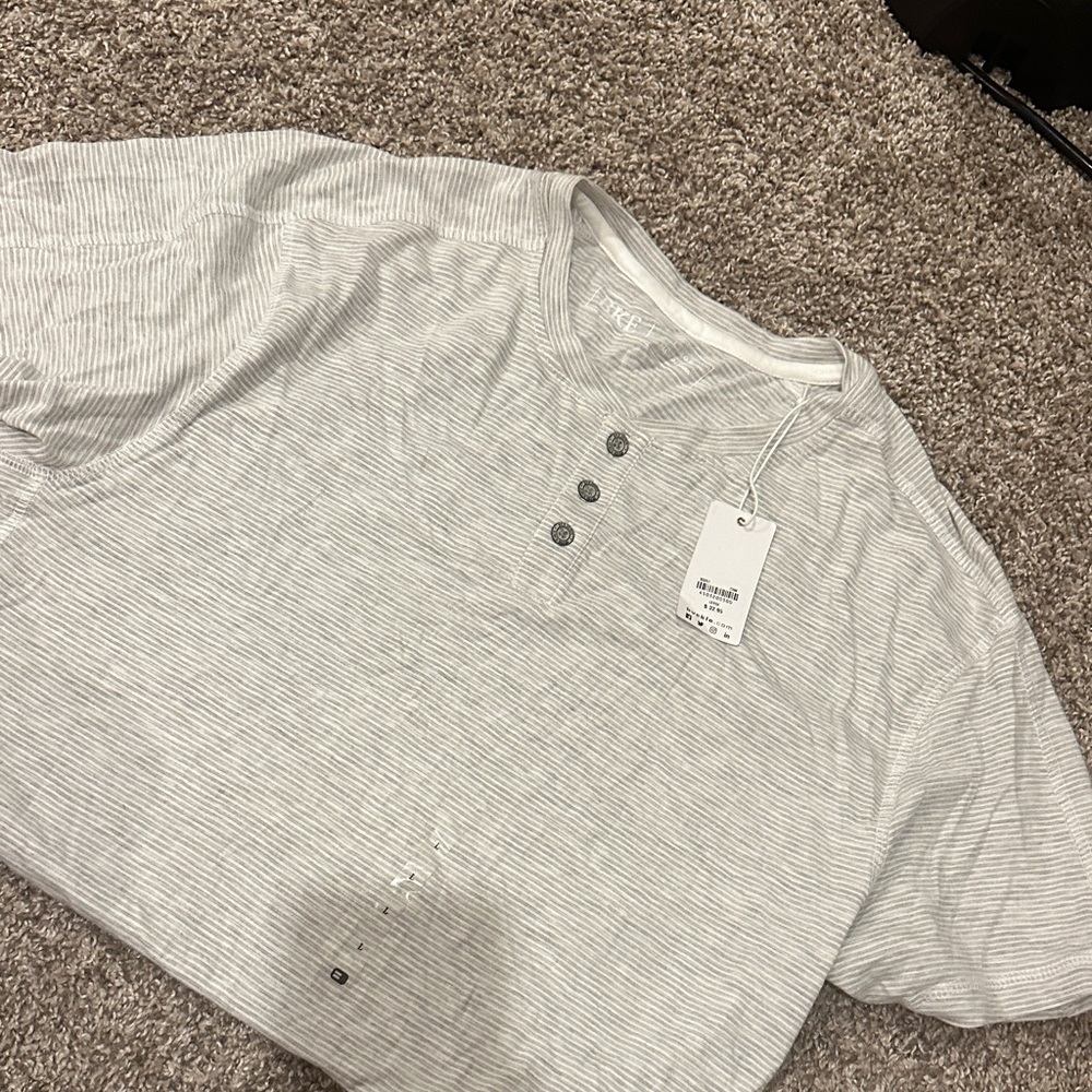 BKE Light Gray Striped Henley Tee